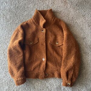 Roolee Brown Oversized Teddy Jacket
